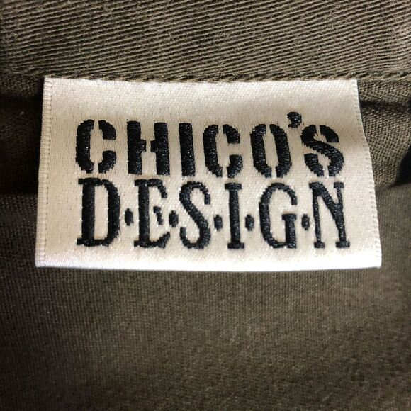 Chico's Olive Green Jacket Medium Stretch Cotton - Picture 5 of 7